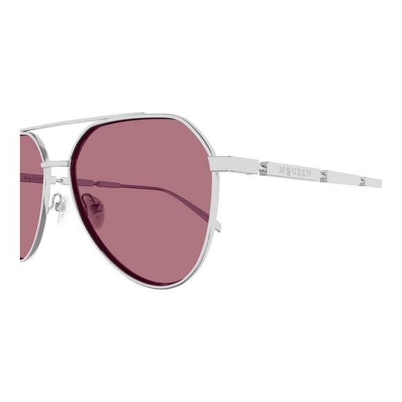 A1491Z New ALEXANDER MCQUEEN Silver Aviator AM0478S 004 Sunglasses Women - Picture 3 of 4